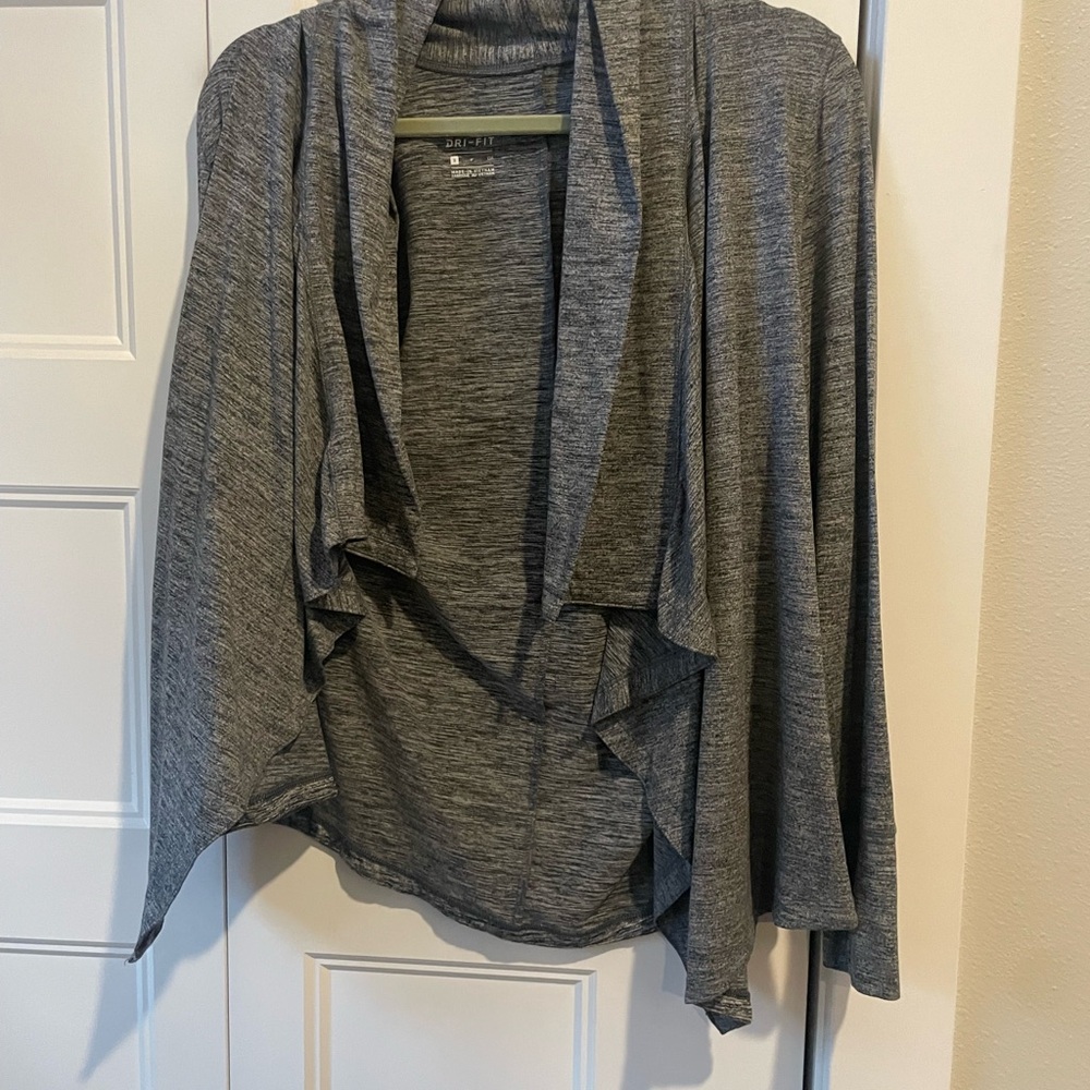 Gray Open Front Cardigan Sweater
